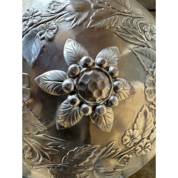 Everlast Hand Forged Aluminum Covered Serving Dish Roses Casserole Handmade - Picture 4 of 16